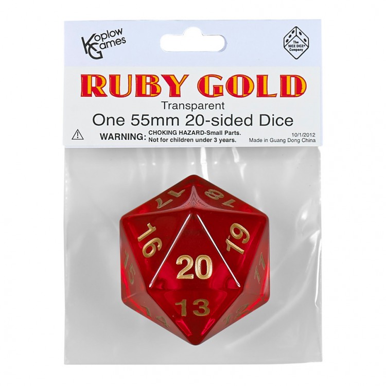 Koplow Games: 55mm D20 Countdown Transparent Ruby Gold KPL17970