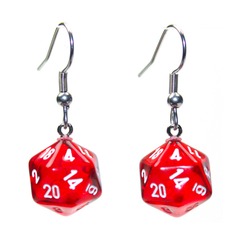 Chessex Dice: D20 Mini Hook Earrings Translucent Red CHX54201