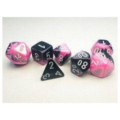 Chessex Dice: 7 Set Polyhedral Mini Gemini Black Pink White CHX20630