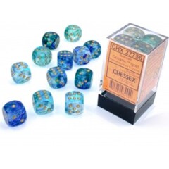 Chessex Dice: 16mm D6 12ct Luminary (black light reactive) Nebula Oceanic Gold CHX27756