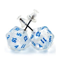 Chessex Dice: D20 Mini Stud Earrings Borealis Icicle Light Blue CHX54511