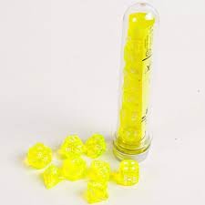 Chessex Dice: 7 Set Polyhedral Lab Dice Tube Translucent Neon Yellow White CHX30061