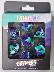 FanRoll Dice: 7 Set Polyhedral Gaymers Pride Gay Men Flag 7503