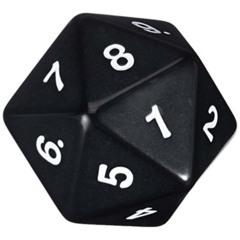 Koplow Games: 55mm D20 Countdown Opaque Black KPL14796