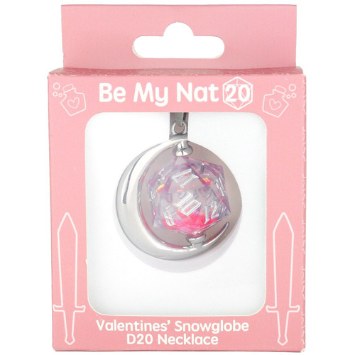 Sirius Dice: D20 Necklace Be My Nat 20 Pink Snow Globe SDZ0022-04