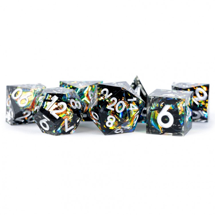 MDG: 7 Set Polyhedral Sharp Edge Resin Simmering Coal LIC933