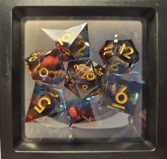 Dice Set: 7 Set Polyhedral Sharp Edge Resin Liquid Core Eyeball Red Blue MM771