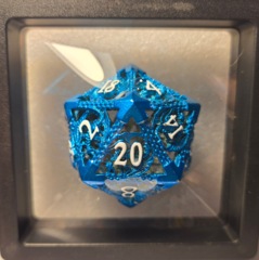 45mm D20 Sharp Edged Metal Blue with Dragons MM805