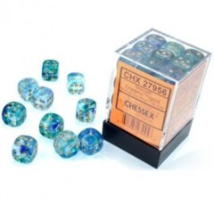 Chessex Dice: 12mm D6 36ct Luminary (black light reactive) Nebula Oceanic Gold CHX27956