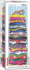 Fluffy Kitty on Pillows Panoramic - 1000pc puzzle