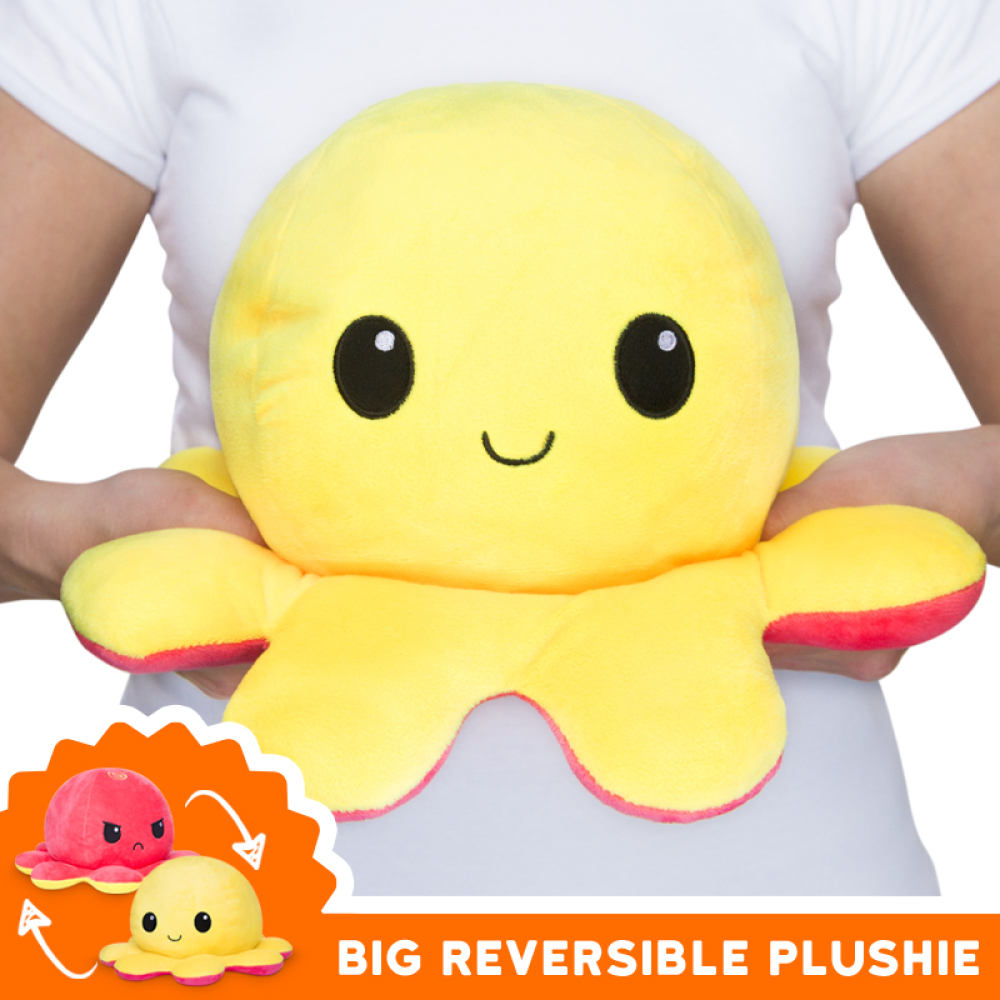 Reversible Plush: Octopus Yellow/Happy & Red/Angry (BIG)