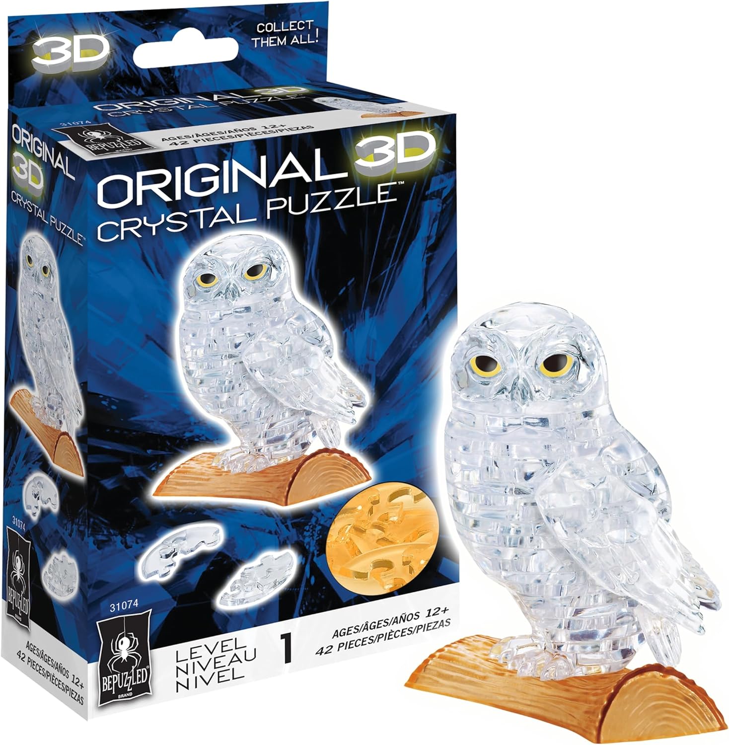 3D Crystal Puzzle: Owl White Level 1