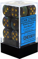 Chessex Dice: 16mm D6 12ct Lustrous Shadow Gold CHX27699