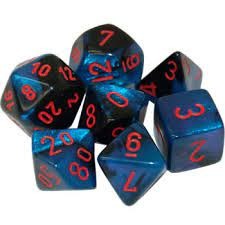 Chessex Dice: 7 Set Polyhedral Mini Gemini Black Starlight Red CHX20658