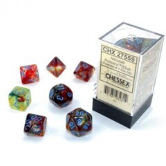 Chessex Dice: 7 Set Polyhedral Luminary (black light reactive) Nebula Primary Blue CHX27559