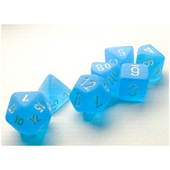 Chessex Dice: 7 Set Polyhedral Mini Frosted Caribbean Blue White CHX20416