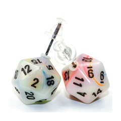 Chessex Dice: D20 Mini Stud Earrings Festive Circus Black CHX54506