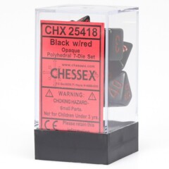 Chessex Dice: 7 Set Polyhedral Opaque Black Red CHX25418