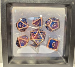 Dice Set: 7 Set Polyhedral Sharp Edge Heavy Metal Blue Purple MM755