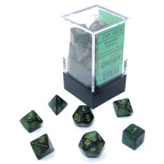 Chessex Dice: 7 Set Polyhedral Mini Scarab Jade Gold CHX20415