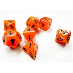 Chessex Dice: 7 Set Polyhedral Mini Vortex Orange Black CHX20433