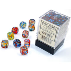 Chessex Dice: 12mm D6 36ct Luminary (black light reactive) Nebula Primary Turquoise CHX27959