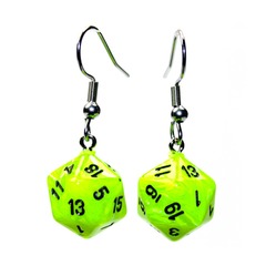 Chessex Dice: D20 MiniHook Earrings Vortex Bright Green Black CHX54205