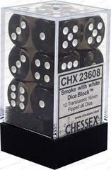 Chessex Dice: 16mm D6 12ct Translucent Smoke White CHX23608