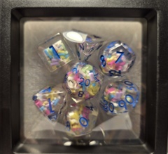 Dice Set: 7 Set Polyhedral Resin Clear with Sprinkles MM762