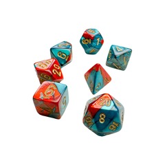 Chessex Dice: 7 Set Polyhedral Mini Gemini Red Teal Gold CHX20662