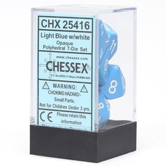 Chessex Dice: 7 Set Polyhedral Opaque Light Blue White CHX25416