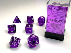 Chessex Dice: 7 Set Polyhedral Mini Translucent Purple White CHX20377