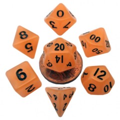 MDG: 7 Set Polyhedral 10mm Mini Glow in the Dark Orange Black LIC4304