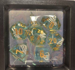 Dice Set: 7 Set Polyhedral Sharp Edge Resin Skeleton Hands MM770