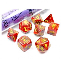 Chessex Dice: 7 Set Polyhedral Lab Dice Tube Vortex Underworld Yellow CHX30050