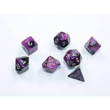 Chessex Dice: 7 Set Polyhedral Mini Gemini Black Purple Gold CHX20640