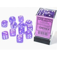 Chessex Dice: 16mm D6 12ct Luminary (black light reactive) Borealis Purple White CHX27777