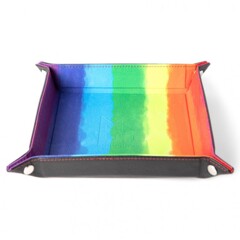 FanRoll Dice: Fold Up Dice Tray Velvet Leather Watercolor Rainbow 538