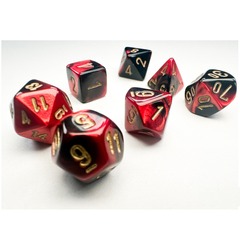 Chessex Dice: 7 Set Polyhedral Mini Gemini Black Red Gold CHX20633