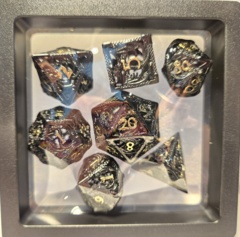 Dice Set: 7 Set Polyhedral Hollow Metal Cthulhu Black Gold MM786