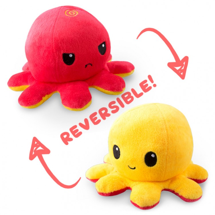 Reversible Plush: Octopus Red & Yellow
