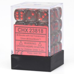 Chessex Dice: 12mm D6 36ct Translucent Smoke Red CHX23818