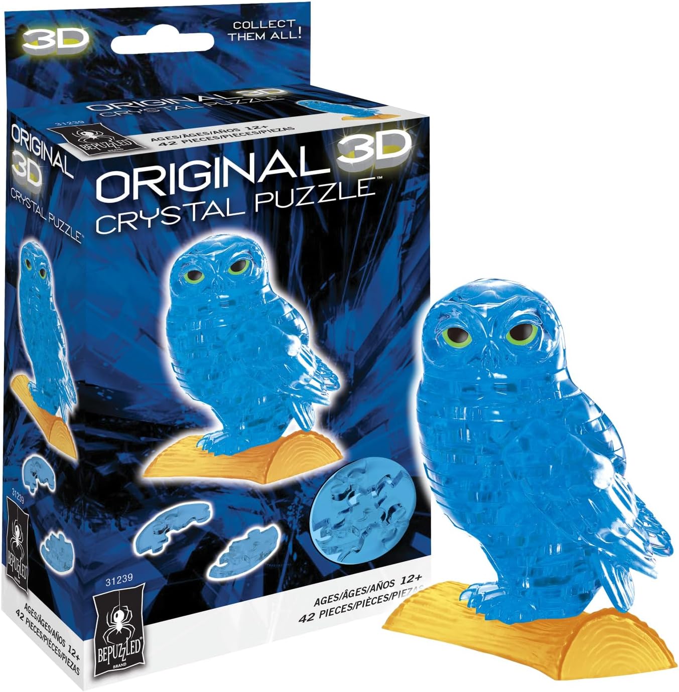 3D Crystal Puzzle: Owl Blue Level 1