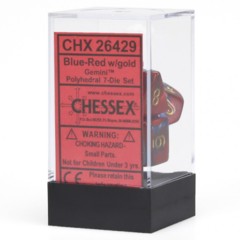 Chessex Dice: 7 Set Polyhedral Gemini Blue Red Gold CHX26429