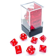 Chessex Dice: 7 Set Polyhedral Mini Translucent Red White CHX20374