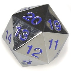 Koplow Games: 22mm D20 Countdown Metal Silver Blue KPL18740