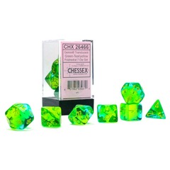 Chessex Dice: 7 Set Polyhedral Gemini Translucent Green Teal Yellow CHX26466