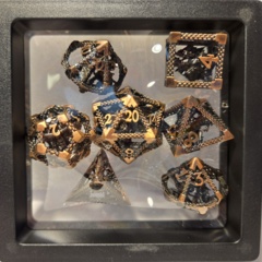 Dice Set: 7 Set Polyhedral Hollow Metal Captive Magic Dragon Inside Copper MM783