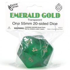 Koplow Games: 55mm D20 Countdown Transparent Emerald Gold KPL18220