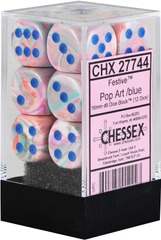 Chessex Dice: 16mm D6 12ct Festive Pop Art Blue CHX27744